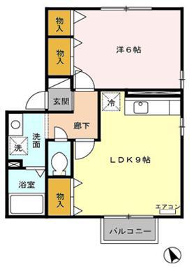 ウィルモア御所野(1LDK/2階)の間取り写真