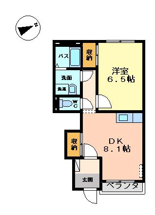 サニーコート(1DK/1階)の間取り写真