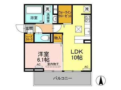 ミルキー住吉(1LDK/1階)の間取り写真
