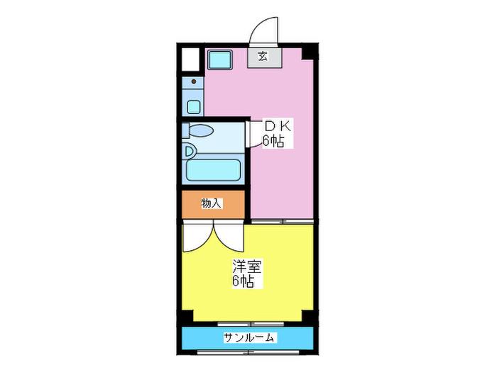 鴫野旭ハウス(1DK/1階)の間取り写真