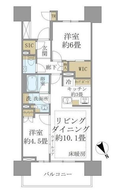 ザ・ガーデンテラス目黒(2LDK/12階)の間取り写真