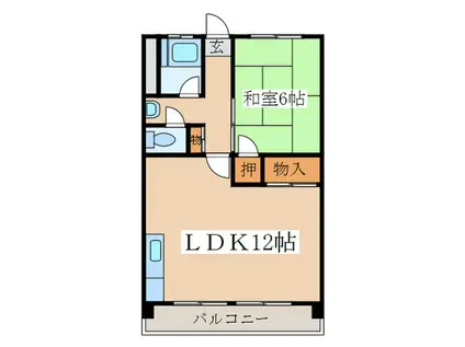 三沢ビル(1LDK/4階)の間取り写真