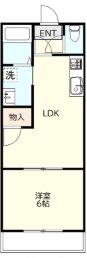 スカイハイツ(1LDK/2階)の間取り写真