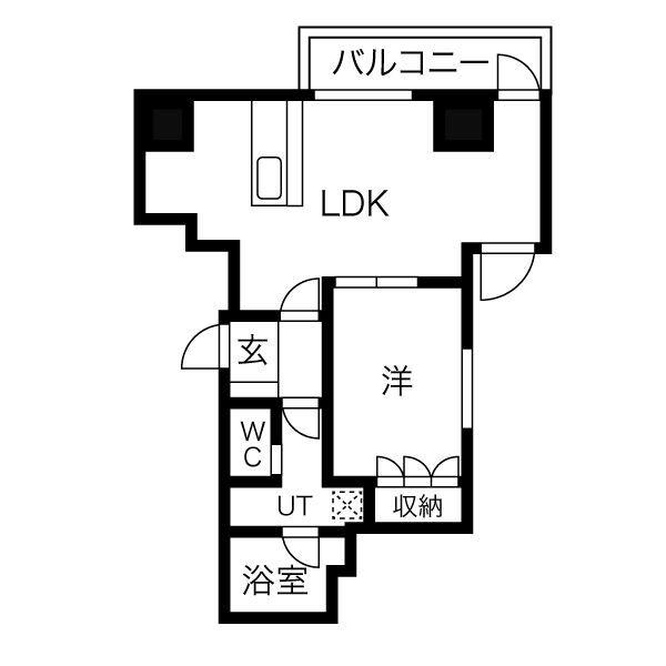 プレディアコート本町(1LDK/9階)の間取り写真