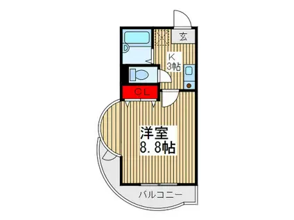 ブランドール(1K/2階)の間取り写真