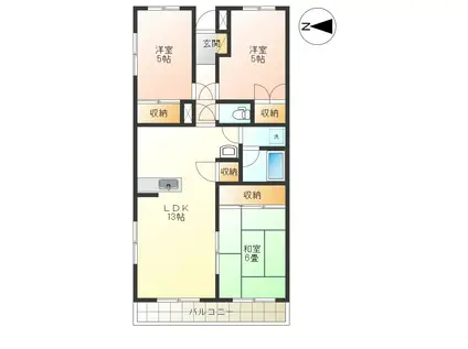 コーポ青木(3LDK/2階)の間取り写真