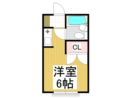 ハイツとまと(ワンルーム/2階)の間取り写真