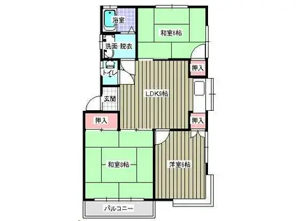 エクセント高田A(3DK/2階)の間取り写真