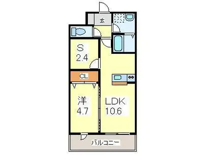 グランシルク(1SLDK/1階)の間取り写真