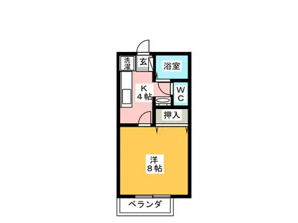 サンガーデンワカツキ E棟(1K/2階)の間取り写真