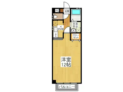 秀栄レジデンスII(1K/2階)の間取り写真