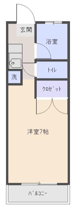 ケントハウス(ワンルーム/2階)の間取り写真