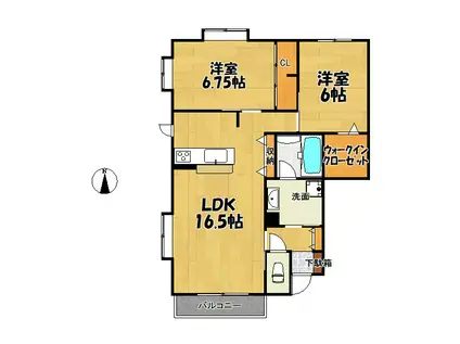 イマーブル・シュシュII(2LDK/1階)の間取り写真