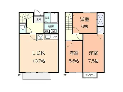ハイツ高梨(3LDK/1階)の間取り写真