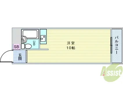 グリーン蛍(ワンルーム/3階)の間取り写真