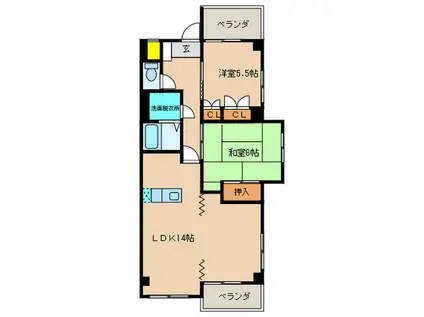 ウエスト.POINT66(2LDK/6階)の間取り写真