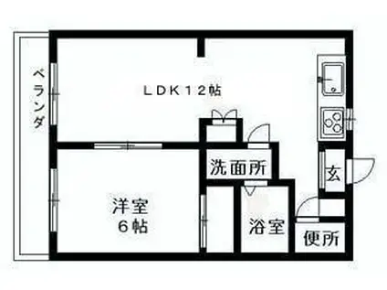 ローズハイツ(1LDK/1階)の間取り写真