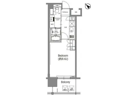 BPRレジデンス三田伊皿子坂 (1K/6階)の間取り写真