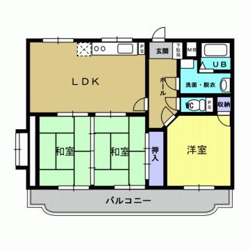 サンリッチ藤崎(3LDK/3階)の間取り写真