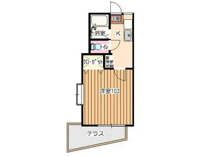 ホークロード(1K/1階)の間取り写真