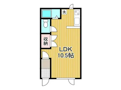 サンアムール(ワンルーム/2階)の間取り写真