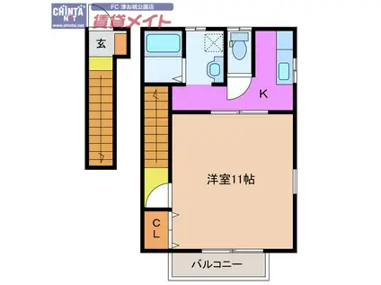 フレンズ(1K/2階)の間取り写真