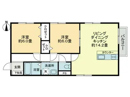 フォブール桜月(2LDK/1階)の間取り写真