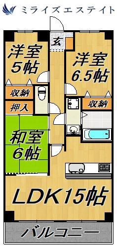 覚王山センタービル(3LDK/3階)の間取り写真