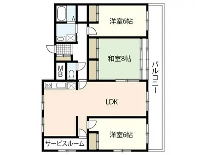 浅尾ビル(3LDK/2階)の間取り写真