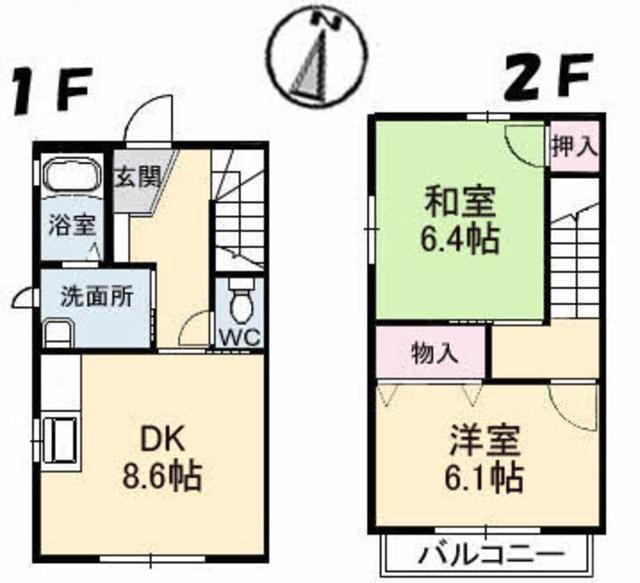 コーポクレスト(2DK/1階)の間取り写真
