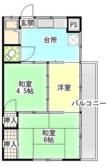 サンハイツ南大河(3DK/2階)の間取り写真