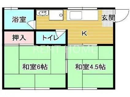 マサキハイツ(2K/2階)の間取り写真