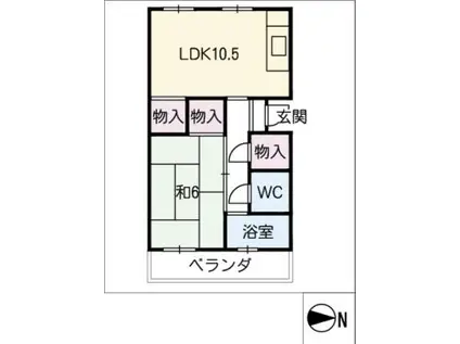 田辺ビル(1LDK/2階)の間取り写真