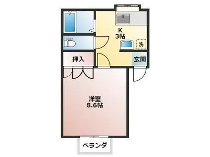 ブリックハイツ(1K/1階)の間取り写真