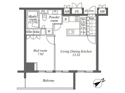 オーパスレジデンス恵比寿(1LDK/4階)の間取り写真