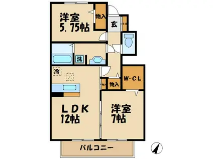 ウィット落合(2LDK/1階)の間取り写真