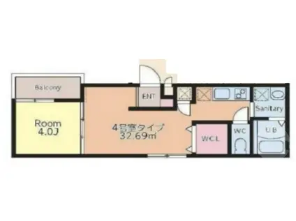 Fメゾン上新庄II(1LDK/1階)の間取り写真