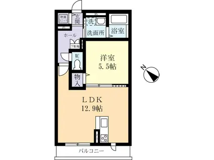 ロコ・ソラーレ(1LDK/3階)の間取り写真