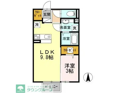 グレイスコート(1LDK/1階)の間取り写真