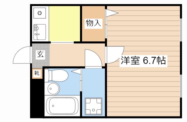 センターコート(1K/4階)の間取り写真