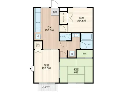 アムスプラザA棟(3DK/2階)の間取り写真