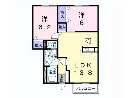 プレステージガーデン(2LDK/1階)の間取り写真