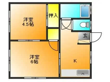 ソラーレ櫛原(2K/2階)の間取り写真