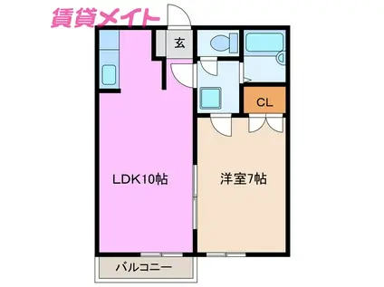 パビリオン ウネメ(1LDK/1階)の間取り写真