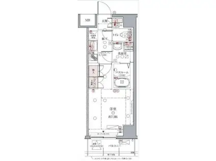 クレヴィスタ亀戸II(1K/8階)の間取り写真