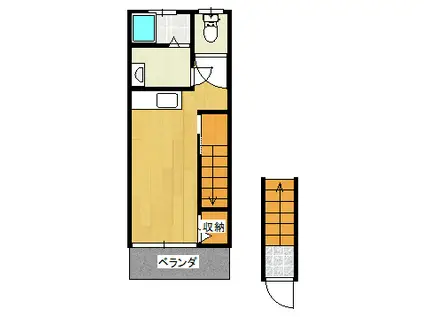 ハイツ加賀(ワンルーム/2階)の間取り写真