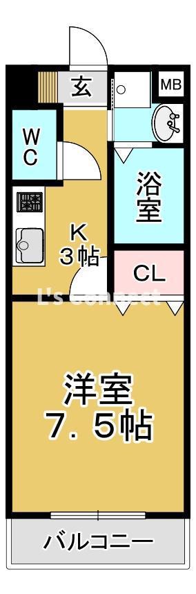 ブランシェ泉中央(1K/2階)の間取り写真