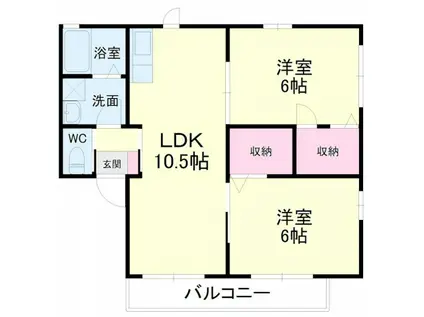 ソレイユ(2LDK/1階)の間取り写真