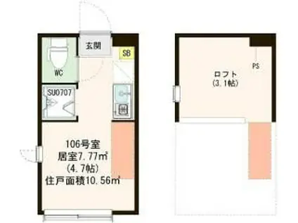 ハーモニーテラス桜上水III(ワンルーム/1階)の間取り写真