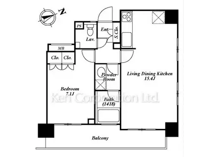 パークアクシス渋谷桜丘(1LDK/12階)の間取り写真